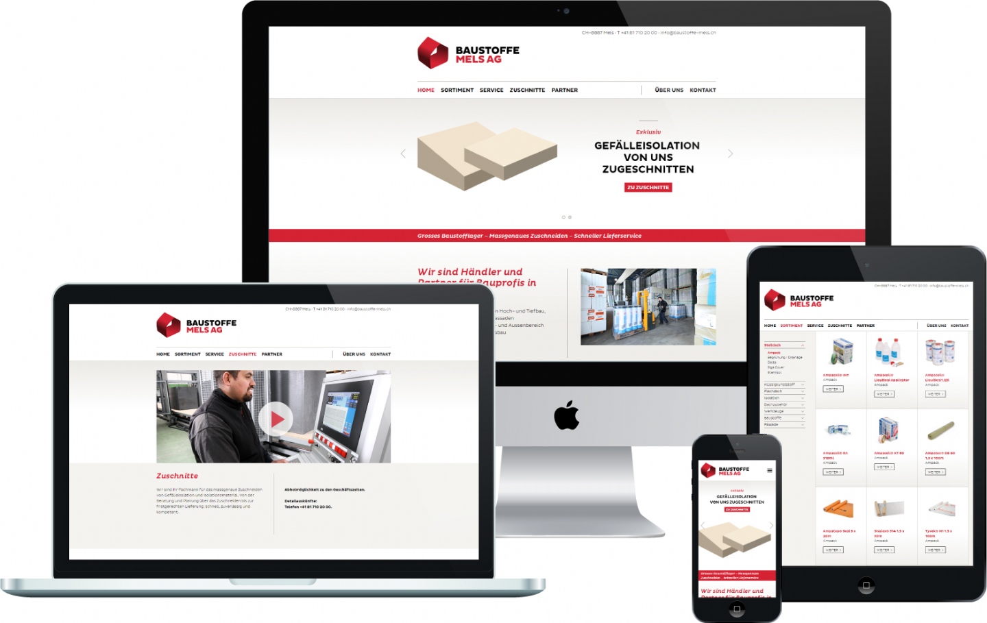 Baustoffe Mels AG - Responsive Website, CMS